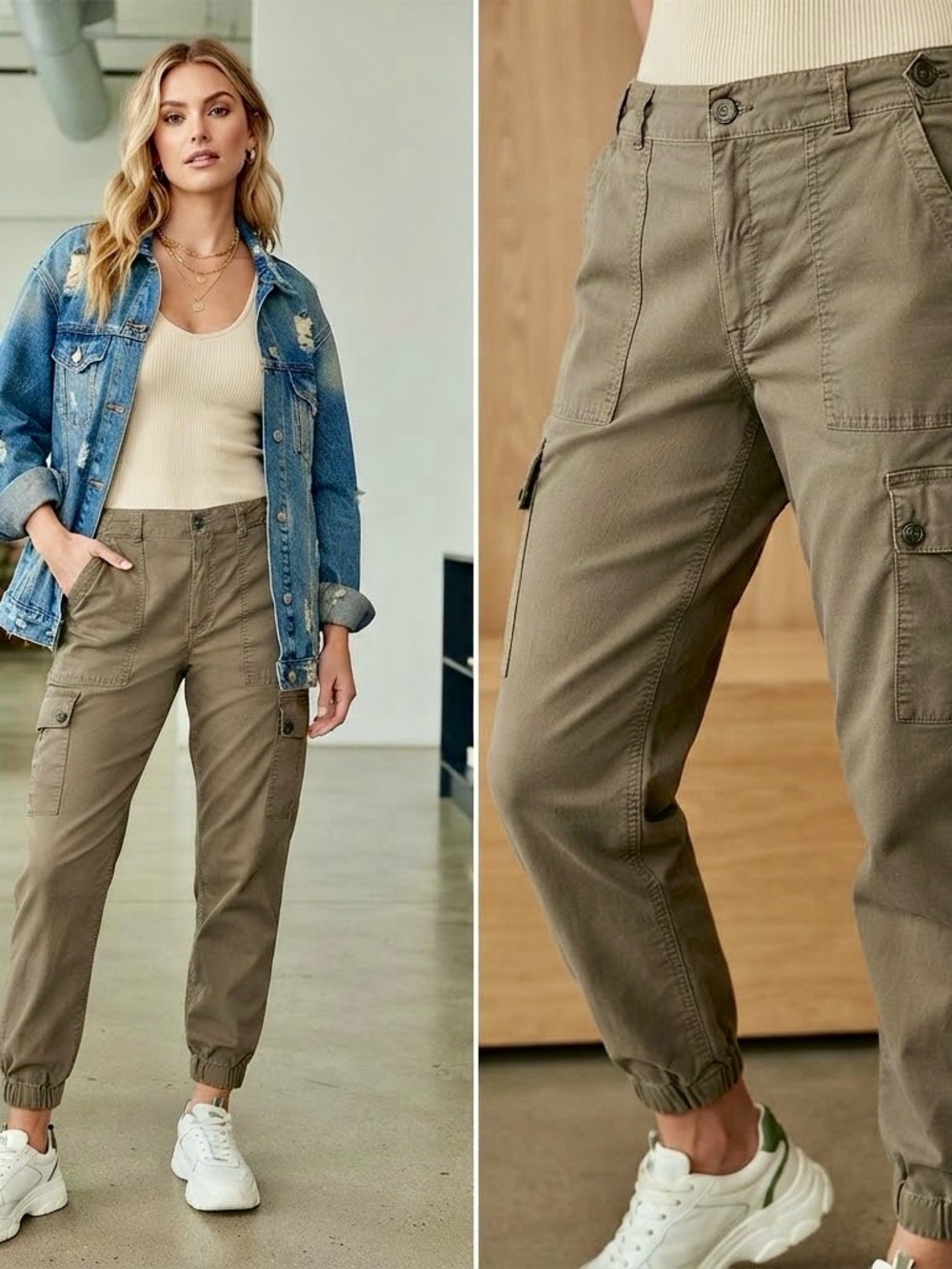 by Anthropologie Green Brown Cargo Pants Joggers Size 32 Utility Gorpcore Y2K